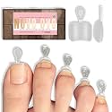 NOVO OVO Upgraded Flexible Half Cover Soft Gel Fake Toe Nail Tips with Auxiliary Line for Toenail Extension, Square Round Medium Wide for Men Women Acrylic French Pedicure Salon DIY x 15 Sizes 300 Pcs