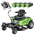 NovorikX 60V 42'' Cordless Electric Riding Lawn Mower, Zero Turn Lawn Mower with 4 * 10AH Batteries and Plug in Charger for Large Yard