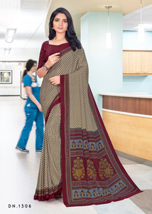 novus knitting printed daily wear crepe saree