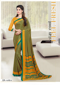 novus knitting printed daily wear crepe saree