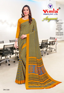 novus knitting printed bollywood crepe saree