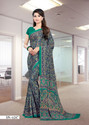 Novus Knitting Printed Daily Wear Crepe Saree