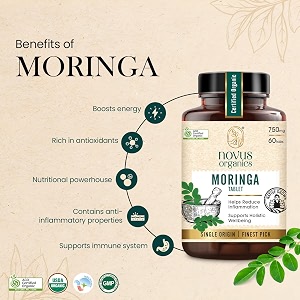 combo of premium moringa 60 tablets oleifera-750mg  usda amp aco certified organic moringa drumstick leaf tablets  honest single farm sourced  full organic strength-pack of 2