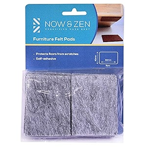 now amp zen large self adhesive rectangular furniture felt pads for hard surfaces - non-scratch heavy duty furniture leg guards 45 x 60 mm - pack of 8 rectangular dark grey