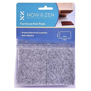 now amp zen large self adhesive rectangular furniture felt pads for hard surfaces - non-scratch heavy duty furniture leg guards 45 x 60 mm - pack of 12 rectangular dark grey