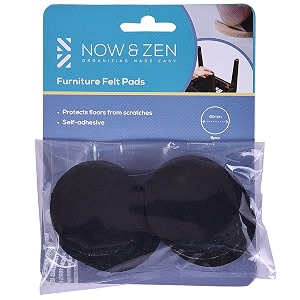 now amp zen large self adhesive round furniture felt pads for hard surfaces - non-scratch heavy duty furniture leg guards 45 mm - pack of 8 circle black