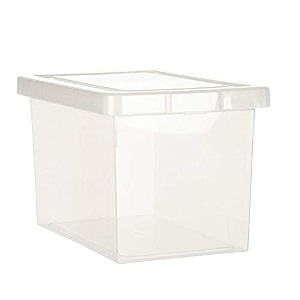 now amp zen plastic multipurpose files amp documents storage container rectangular box with lid amp integrated handles - 45 x 295 x 27 cm clear