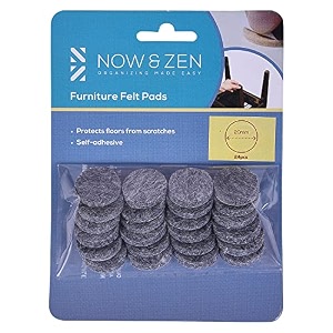 now amp zen self adhesive round furniture felt pads for hard surfaces - non-scratch heavy duty furniture leg guards 20 mm - pack of 24 dark grey