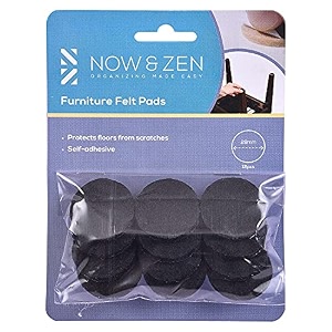 now amp zen self adhesive round furniture felt pads for hard surfaces - non-slip heavy duty furniture leg guards 24 pcs - multi-pack circle dark grey