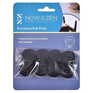 now amp zen self adhesive round furniture felt pads for hard surfaces - non-scratch heavy duty furniture leg guards 20 mm - pack of 18 black