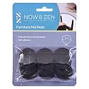 Now &amp; Zen Self Adhesive Round Furniture Felt Pads for Hard Surfaces - Non-Scratch Heavy Duty Furniture Leg Guards (28 MM - Pack of 12, Black)