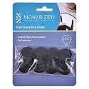 Now &amp; Zen Self Adhesive Round Furniture Felt Pads for Hard Surfaces - Non-Scratch Heavy Duty Furniture Leg Guards (20 MM - Pack of 18, Black)