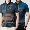 NOW OR NEVER Pack of 2 Men Printed Polo Neck Elastane Blue T-Shirt