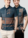 NOW OR NEVER Printed Men Polo Neck Blue T-Shirt