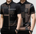 NOW OR NEVER Pack of 2 Men Printed Polo Neck Elastane Black T-Shirt