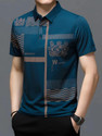 NOW OR NEVER Printed Men Polo Neck Blue T-Shirt