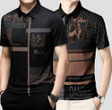 NOW OR NEVER Printed Men Polo Neck Black T-Shirt