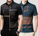 NOW OR NEVER Printed Men Polo Neck Black, Blue T-Shirt