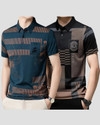 NOW OR NEVER Printed Men Polo Neck Black, Blue T-Shirt