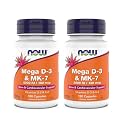 Now Supplements, Mega D-3 & MK-7, 5000 IU / 180 mcg, Bone & Cardiovascular Support*, Vitamins K-3 & K-2, 180 Capsules (Pack of 2)