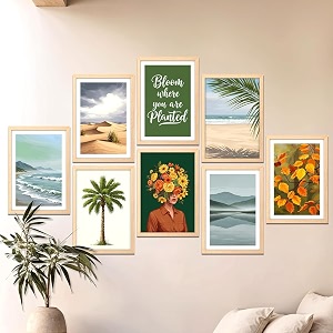 noworries beach wall paintings for home decoration - framed posters for living room and bedroom framed paintings multicolor set of 8 13x17 inches art attack 37