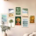 NoWorries Beach Wall Paintings for Home Decoration - Framed posters for living room and bedroom (Framed Paintings Multicolor) Set of 8 (10X13 INCHES, ART ATTACK 3.7)