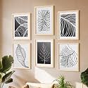 NoWorries Minimal Wall Frames for Living Room/Wall paintings for Home &amp; Office decor (Synthietic Wood Frame) (Framed Painting Multicolor) Set of 6 (10X13 INCHES, ART ATTACK 3.9)