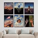 NoWorries Pastel Color Illustration Art Wall Decor Paintings with Synthetic Wood Frames | Multicolor Framed Posters for Living Room, Bedroom &amp; Office | Set of 6 (10x13 Inches, ART ATTACK 3.1)