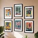 NoWorries Pastel Color Illustration Art Wall Decor Paintings with Synthetic Wood Frames | Multicolor Framed Posters for Living Room, Bedroom &amp; Office | Set of 6 (10x13 Inches, ART ATTACK 3.1)