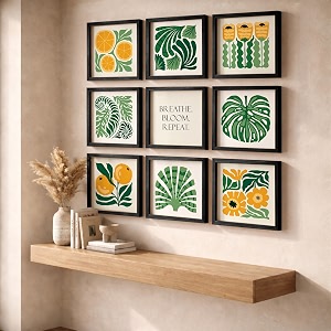 NoWorries Wall Paintings Set of 9 Framed