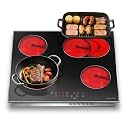 Noxton 24 Inch Electric Cooktop with Glass Protecting the Metal Frame