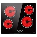 Noxton 24 Inch Electric Cooktop 4 Burners Electric Stove, 220-240v Hardwire