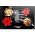 Noxton 30”Electric Cooktop with Downdraft Vent, 220-240V Hardwired