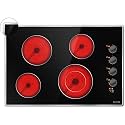 Noxton 30 Inch 4 Burners Electric Cooktop, Built-in 30" Radiant Electric Ceramic Stove Top with Glass Protection Metal Frame,Knob Control, Hot Surface Indicator, 220-240v, No Plug, Hard Wire