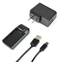 NP-FV5 Battery Charger with Charging Plug and USB Cable - Video Camera Camcorder Charger for CAS. NP-FV5 Rechargeable Lithium Battery