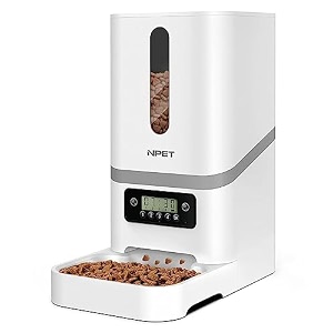 npet rubber automatic pet feeder 62l dog and cat food dispenser for small amp medium pets automatic dog feeder with programmable timer white