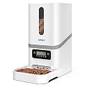 NPET Rubber Automatic Pet Feeder, 6.2L Dog And Cat Food Dispenser For Small & Medium Pets, Automatic Dog Feeder With Programmable Timer (White)