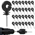 NQN 30 Pcs Black Electric Fence Insulator Screw-in Insulator Fence Ring Post Wood Post Insulator and 1 Pc Free Insulator Socket Tool (Grid System Accessories for Animal Husbandry Electronic)