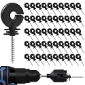 NQN 50 Pcs Black Electric Fence Insulator Screw-in Insulator Fence Ring Post Wood Post Insulator and 1 Pc Free Insulator Socket Tool (Grid System Accessories for Animal Husbandry Electronic)