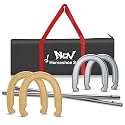 NQV Horseshoe Outdoor Game Set –Horse Shoe Game Kit,Sports Horseshoes Sets, Includes 4 Steel Horseshoes, 2 Metal Stakes & Carry Bag – Perfect for Lawn, Backyard, or Tailgating