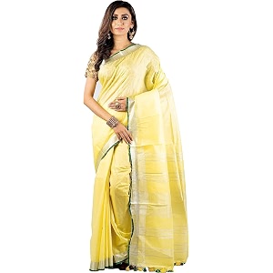 nr handloom  women39s cotton linen slub saree with contrast unstitched blouse piece and zari border amp pallu_free size_variation_