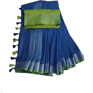 nr handloom  women39s cotton linen slub saree with contrast unstitched blouse piece and zari border amp pallu_free size_variation_