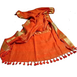nr handloom  women39s cotton linen slub saree with contrast unstitched blouse piece and zari border amp pallu_free size_variation_