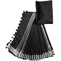 NR Handloom | Women's Cotton Linen Slub Saree with Contrast Unstitched Blouse Piece and Zari Border &amp; Pallu_Free Size_Variation_