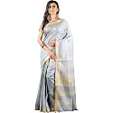 NR Handloom | Women's Cotton Linen Slub Saree with Contrast Unstitched Blouse Piece and Zari Border &amp; Pallu_Free Size_Variation_