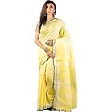 NR Handloom | Women's Cotton Linen Slub Saree with Contrast Unstitched Blouse Piece and Zari Border &amp; Pallu_Free Size_Variation_
