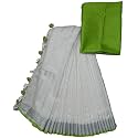 NR Handloom | Women's Cotton Linen Slub Saree with Contrast Unstitched Blouse Piece and Zari Border &amp; Pallu_Free Size_Variation_