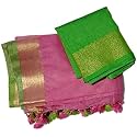 NR Handloom | Women's Cotton Linen Slub Saree with Contrast Unstitched Blouse Piece and Zari Border &amp; Pallu_Free Size_Variation_
