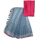 NR Handloom | Women's Cotton Linen Slub Saree with Contrast Unstitched Blouse Piece and Zari Border &amp; Pallu_Free Size_Variation_
