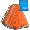 NR Handloom | Women's Cotton Linen Slub Saree with Contrast Unstitched Blouse Piece and Zari Border &amp; Pallu_Free Size_Variation_